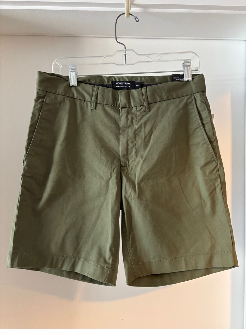 Nordstrom Men’s Olive Green Flat-Front Chino Shorts